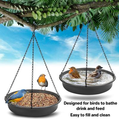 Hanging Hummingbird Bath Metal Bowl with Rust-Proof Chain Durable Construction Easy To Install Garden Hummingbird Food Feeder