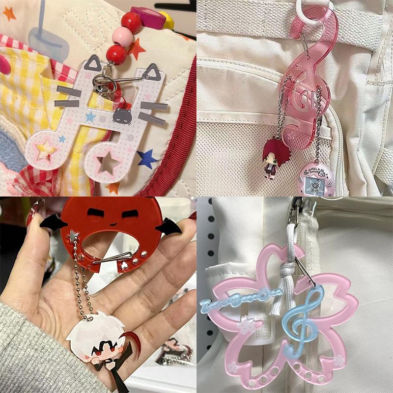 Cartoon Cute Musical Notes Carabiner Ins Acrylic Mobile Phone Pendant Backpack Hanging Handbook Decoration Gifts