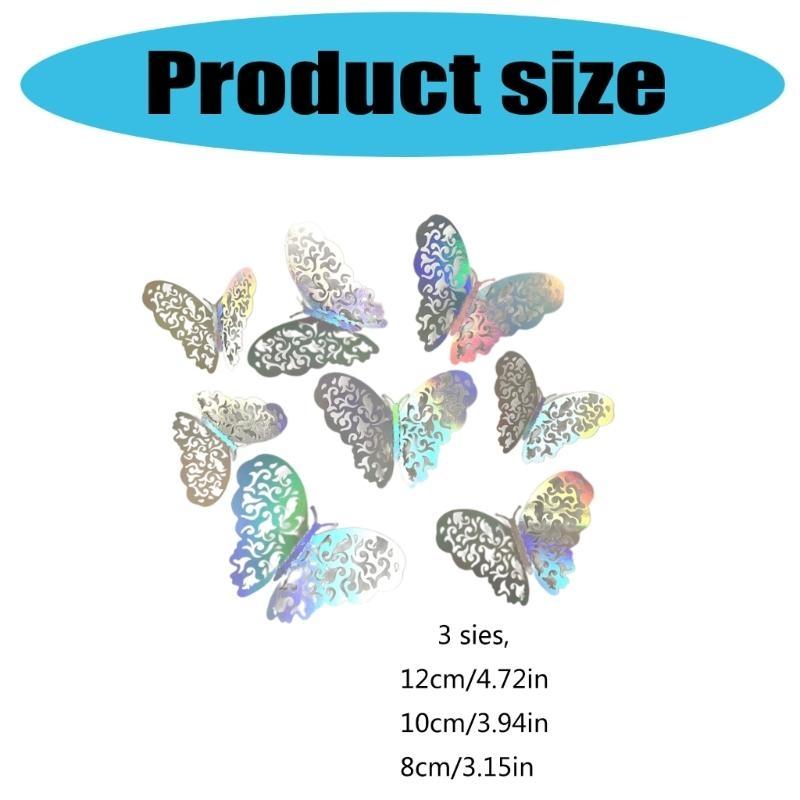 F26C 72pcs 3D Hollowout Colorful Butterfly Wall Sticker Set for Home Party Decors Easy to Apply and Remove No Residues