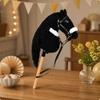 Soft Hobby Horse with Wooden Handle Sturdy Stick Easy-Grip for Young Ones