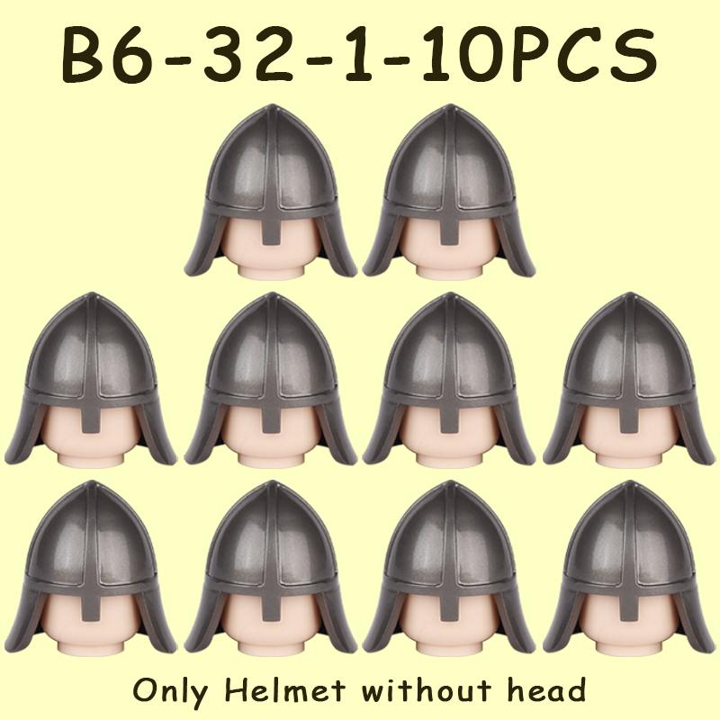 MOC Medieval Military Castle Soldier Figures Helmets Series Building Blocks Knights Accessories Warrior Hat  Bricks Toys Gifts