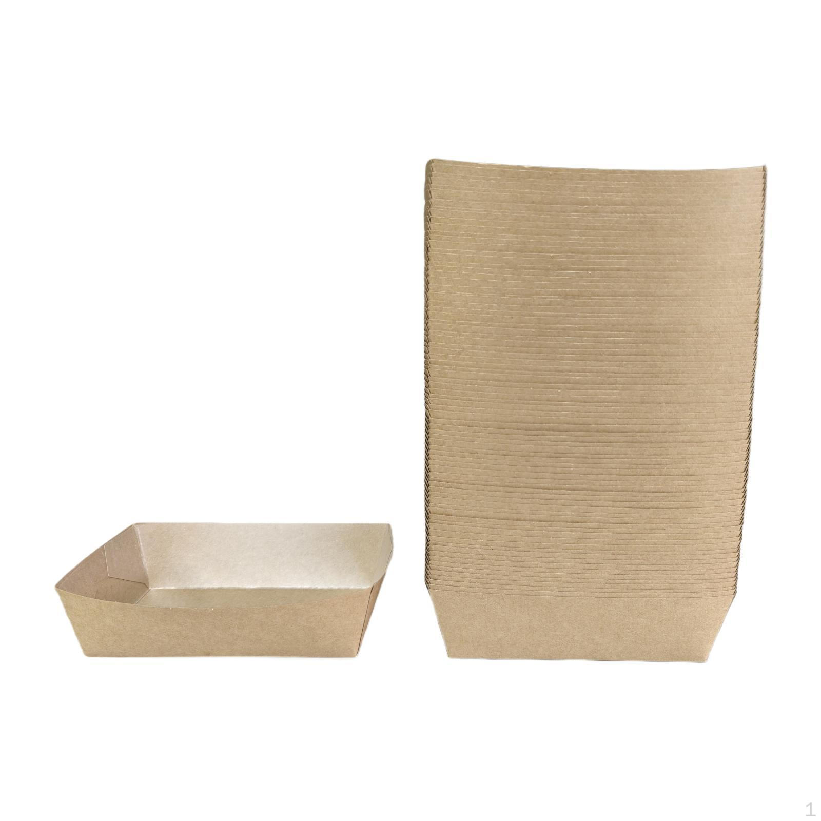 

100 Pieces Kraft Paper Food Trays Professional for BBQ French Fries Dog