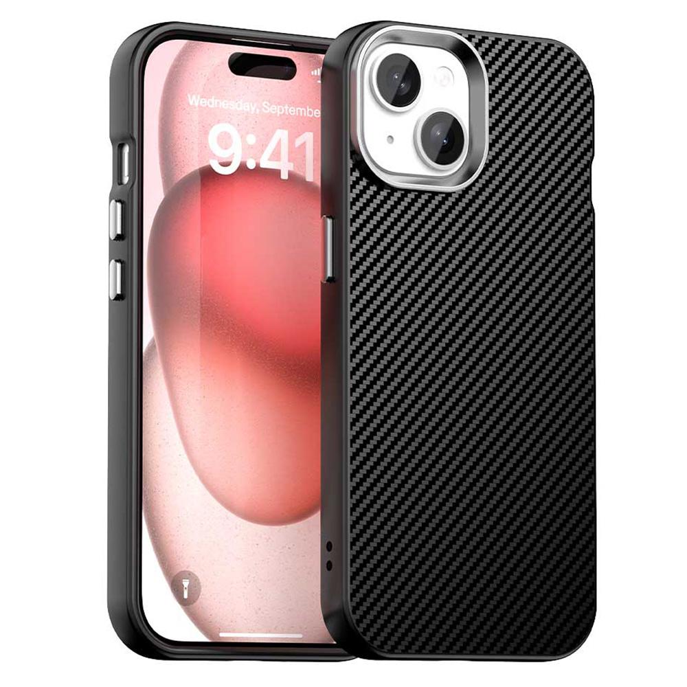 For iPhone 15 Case Cell Phone Hybrid Back Cover Carbon Fiber Texture A