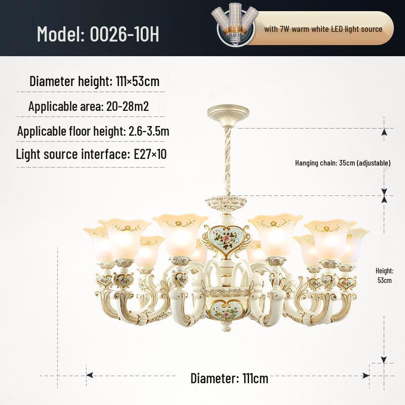 European Retro Resin Chandelier for Living Room, Restaurant, or Bedroom - Warm Atmosphere and Unique Style