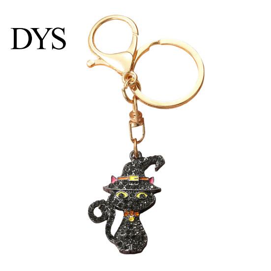 Witch Hat Handbag Ornament Halloween Rhinestone Pumpkin Keychain, Ghost Spider Web Cat Decorative Charms Bag Charm, Car Key Ring for Handbags