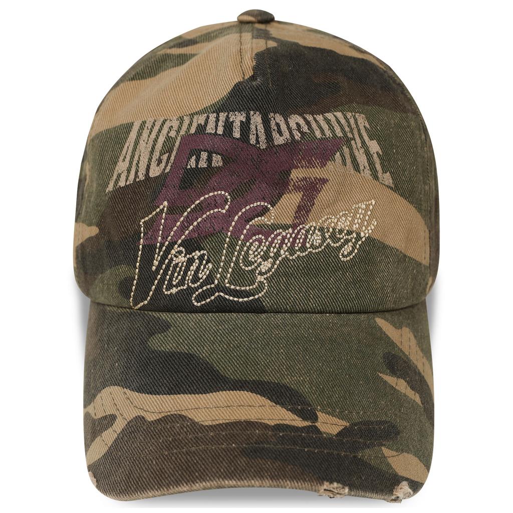 GUBIN Lettering Layered Camo Ball Cap