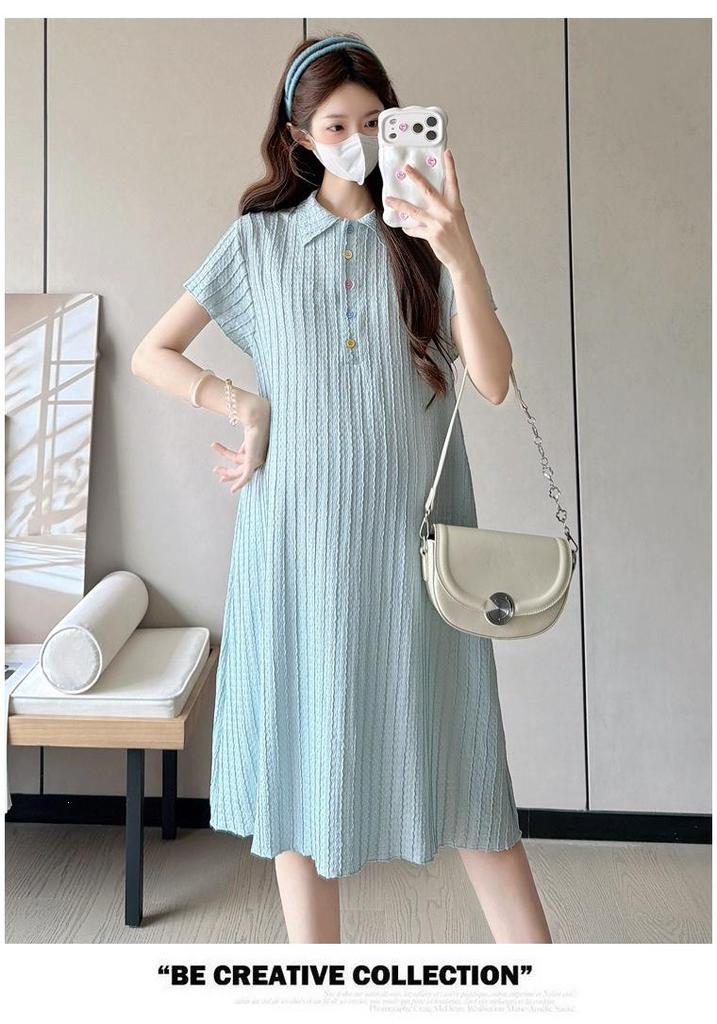 2026 Summer Ice-Fee Maternity Polo Dress