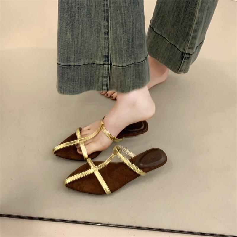 Fashion trendy slope heel cool slippers shoes women's shoes summer gold sandals high heels