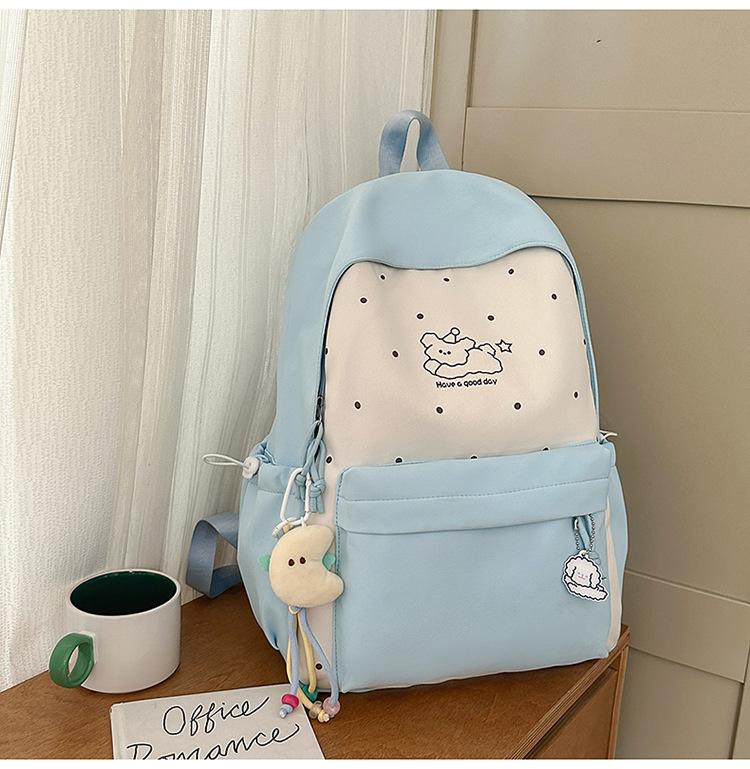 Schoolbag Cute College Style School Bag Female Korean ins Versatile Girl Heart Primary and Secondary School Students Grades 1-1 Lightweight Backpack