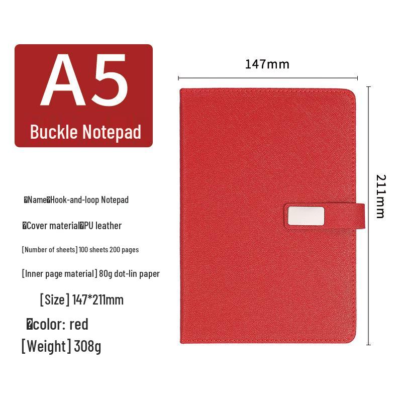 Business A5 Faux Leather Buckle Notebook - Office Stationery for Meeting Minutes and Work Notes.