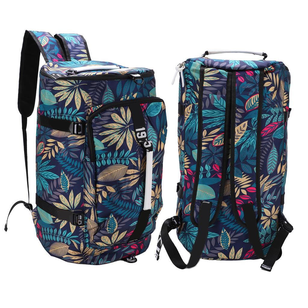 Printed Backpack Polyester Large Capacity Multifunctional Outdoor Leisure Travel BagBlue Maple Leaf