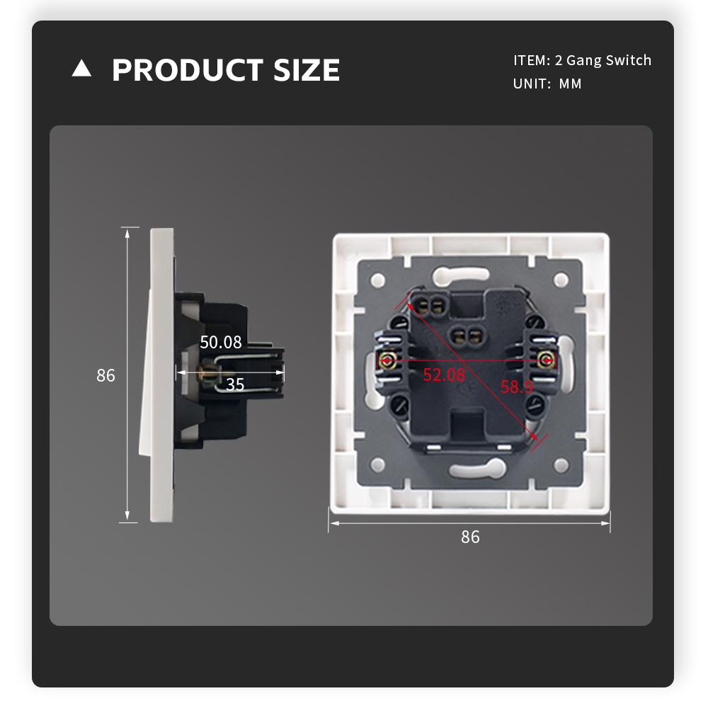 European Standard Socket Outlets and Switches 86 Type Electrical Power 2 Gang 3 Gang 1 Way 2 Way Light Switch