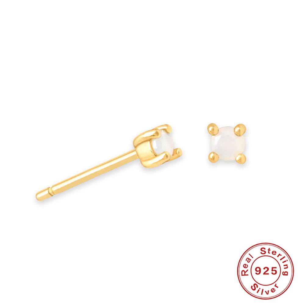 S925 Sterlingsilber Vier-Krappen Zirkonia Ohrstecker Mini Farbiger Diamant Monats-Geburtsstein Diamant-Set Paar Ohrschmuck