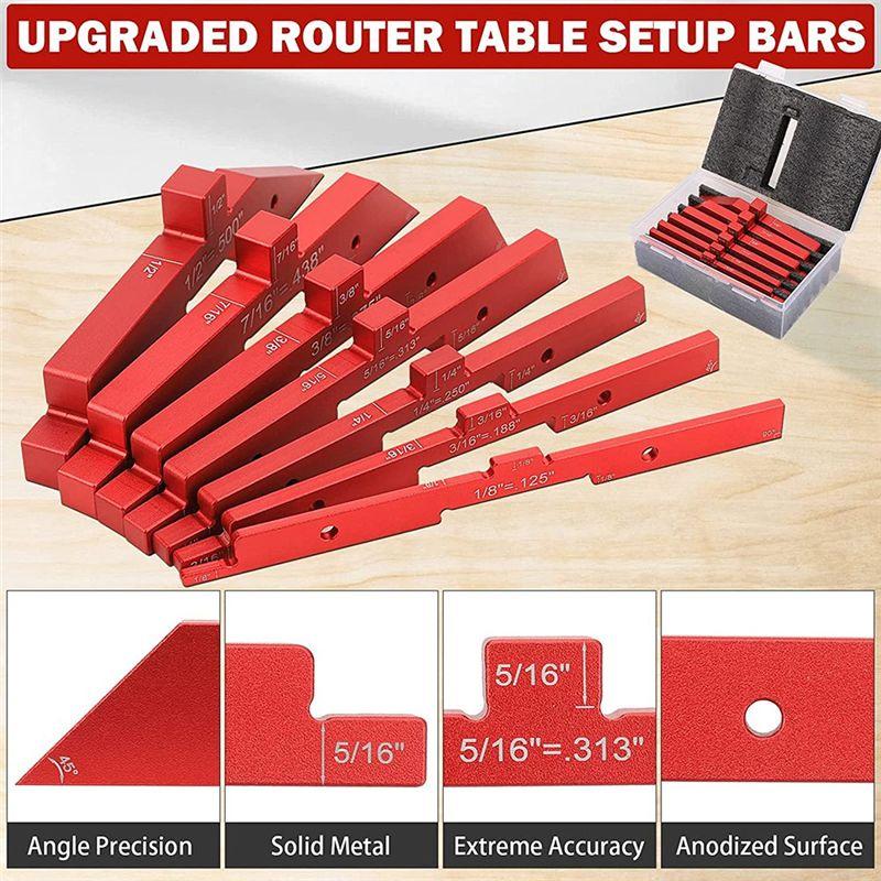 2025+ 7Pcs Aluminum Setup Blocks Height Gauge Set for Router Table Saw Accessories and Angle Woodworking Set Up