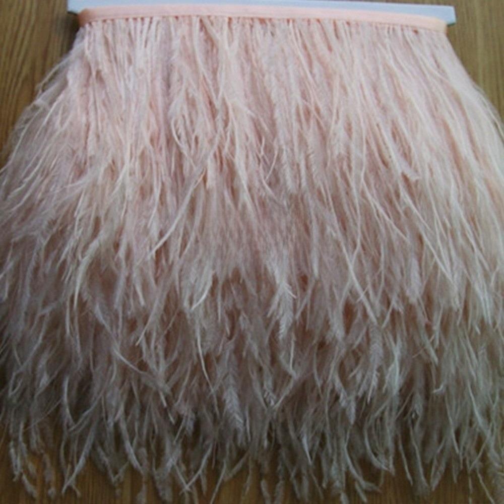 1 Meter Ribbon Tassel Natural Ostrich Feathers Sewing Decoration 10-15cm Wide Apparel Fabric Feather Plumes Ribbon Selvage