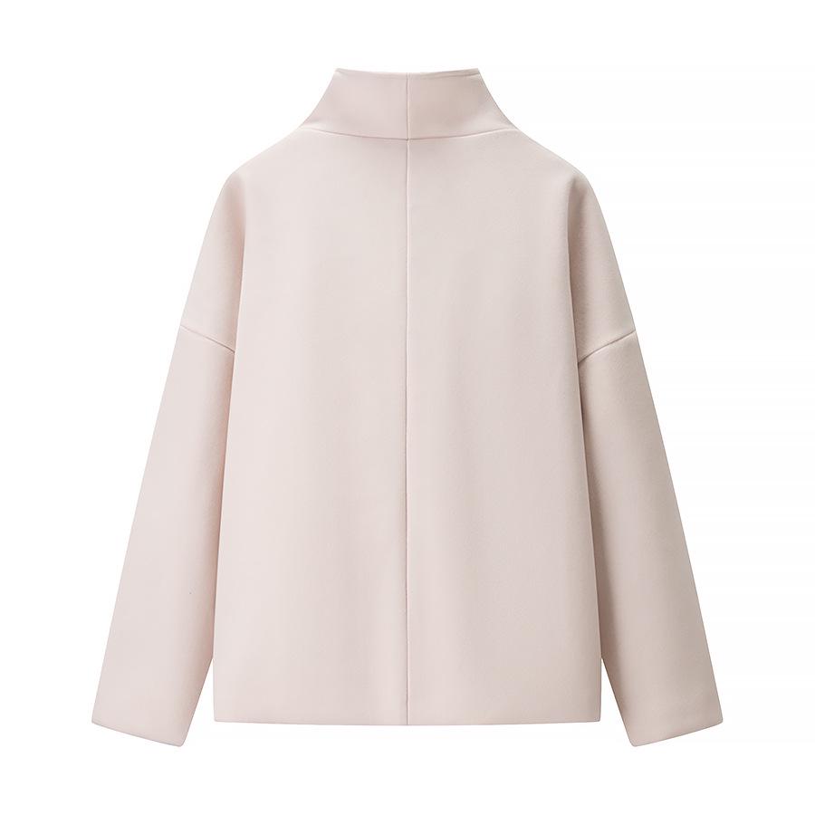 European & American Women's Fashion: Casual Lapel Pearl Leather Wool Short Jacket