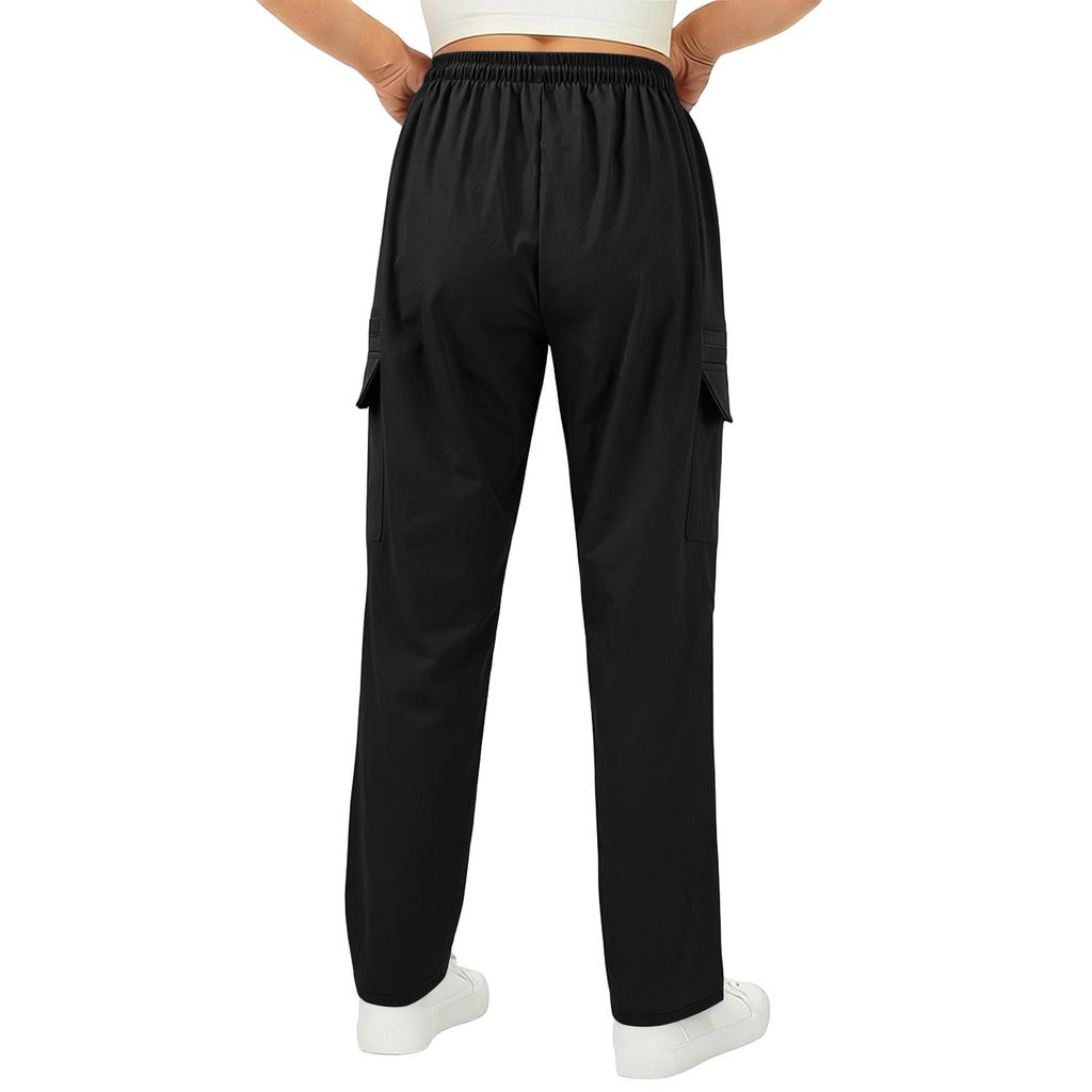 Pantalon Décontracté Ample pour Femme – Pantalon Cargo à Séchage Rapide avec Cordon de Serrage