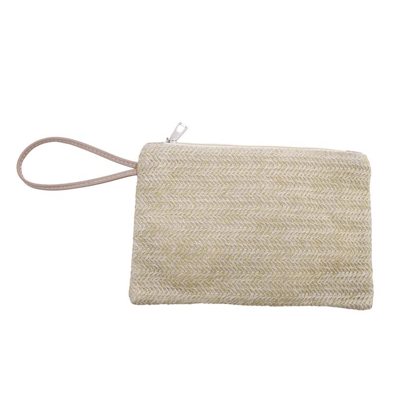 Dámská psací taška ručně vyráběná, módní, dámská, náramková, dívčí, telefon, pevná, sláma, tkaná, peněženka na mince, plážová peněženka, svěží, sladká