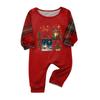 Christmas-print long-sleeve and long-pant matching family loungewear set