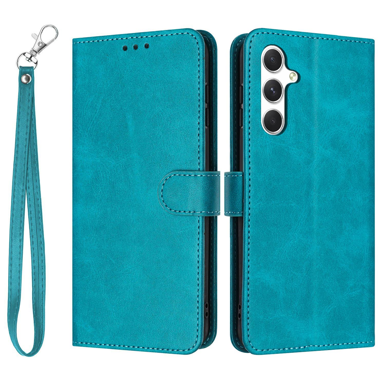 

For Samsung Galaxy S25 FE Case Flip Stand Calf Texture PU Leather Wallet Phone Cover with Strap Green
