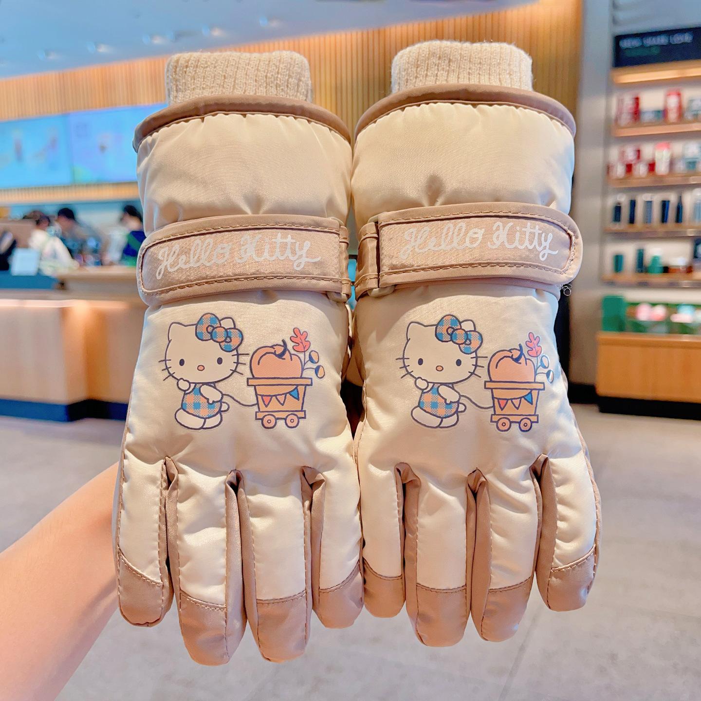 

Sanrio Children Ski Gloves Hello Kitty Waterproof Cold Weather Gloves Warm Gloves for Winter Winter Gift for Children хакі