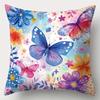 Colorful Butterflies and Flowers Pillow Cover Pattern Cushion Cover Suitable for Sofa Bedroom Car Pillow Cover