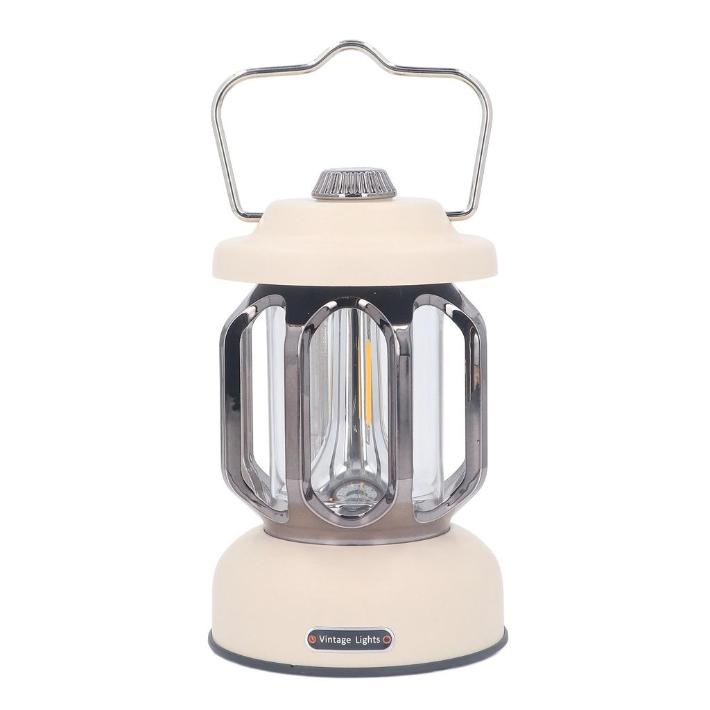 Retro Camping Lantern Vintage Camping Lamp Type C Rechargeable 3 Modes Dimmable with Hook Waterproof LED Tent Lamp for