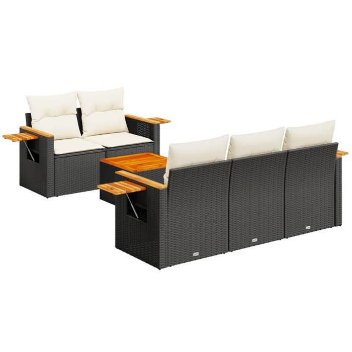 VidaXL Salon de Jardin avec Coussins 6 pcs, Canapés de Terrasse, Ensemble de Meubles de Patio, Mobilier d'Extérieur, Noir 3259025