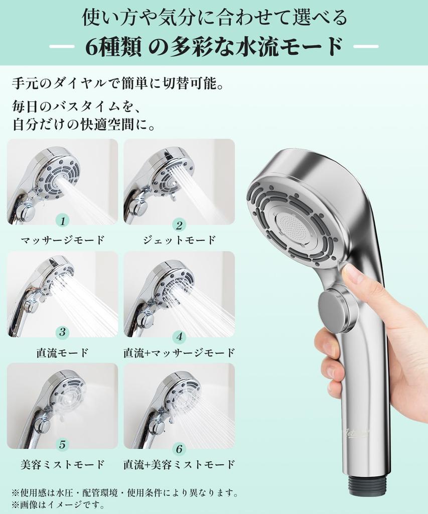 X XBEN Duschkopf mit hoher Reinigung 6 Wasserflussmodi Duschsparend zu Wasser Wasser Hautfeuchtigkeit Poren 4 Adapter Leck Hoher Wasserdruck Niedrig