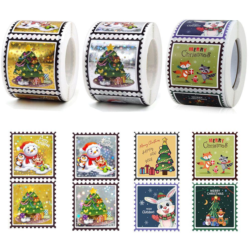Christmas Tree Adhesive Labels Merry Christmas Stickers Bronzing Stickers Cards Present Decor
