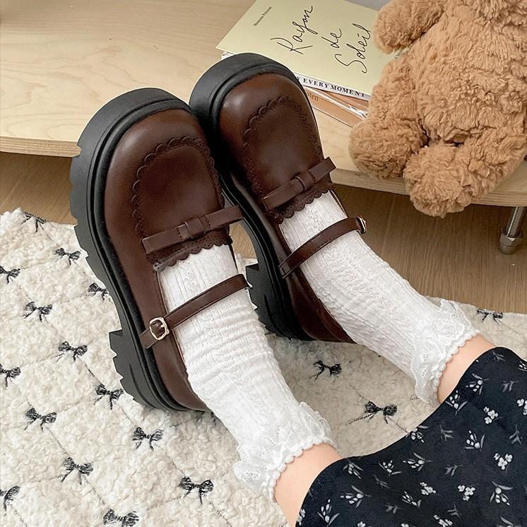 Módní roztomilé retro mašličkové platformové boty na silném podpatku dámské 2025 nové jarní a podzimní boty Mary Jane s nízkým svrškem