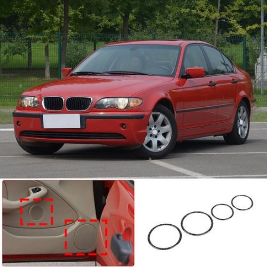 Carbon Fiber Door Speaker Audio Ring Cover Trim For BMW 3 Series E46 1998-2005