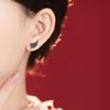 PANJBJ 925 Sterling Silver Red Zircon Studs Earring For Women Neo-Gothic Punk Wing Feather Angel Devil Jewelry Gift Dropshipping