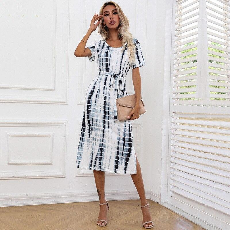 Elegant Bodycon Sexy Women's Short Sleeve Printed Dress for Women 2022 Summer Boho Party Dresses Woman Robe Femme Ladies