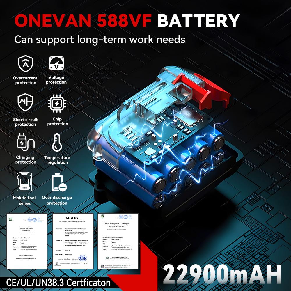ONEVAN 2000W bürstenloser elektrischer Stabschleifer, 35000 U/min, 6 mm, kabellos, 4 Gänge, variable Schleif-Drehwerkzeuge für Makita 18-V-Akku