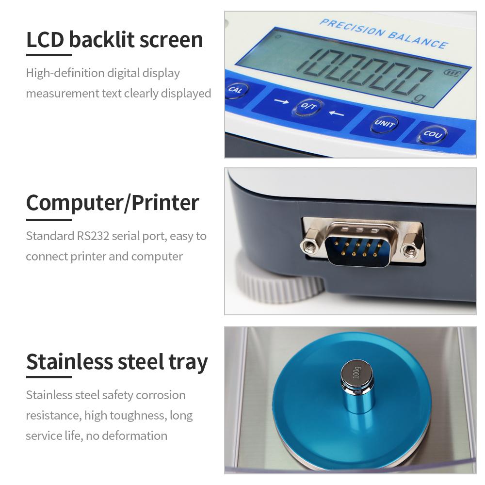 500G 0.001G Electronic Balance High Precision Analytical Balance Scale Laboratory Kitchen Jewelry Weighing Scale with Windshield