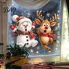 Removable PVC Clings Christmas Static Window Clings, Glass Decals, Snowman Santa Reindeer Nutcracker Holiday Stickers with Snowflakes, Reusable