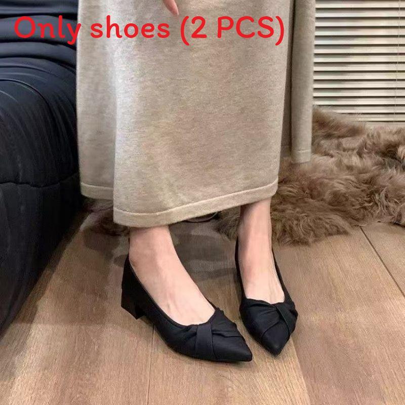 Pointed Toe Shoes With Solid Color And Pleated Design For Casual Daily Wear