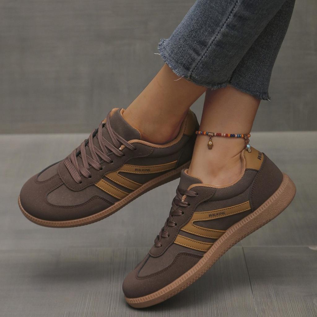Women's flat shoes large size German training shoes sports shoes women's European and American retro design style lace-up light jogging women's shoes