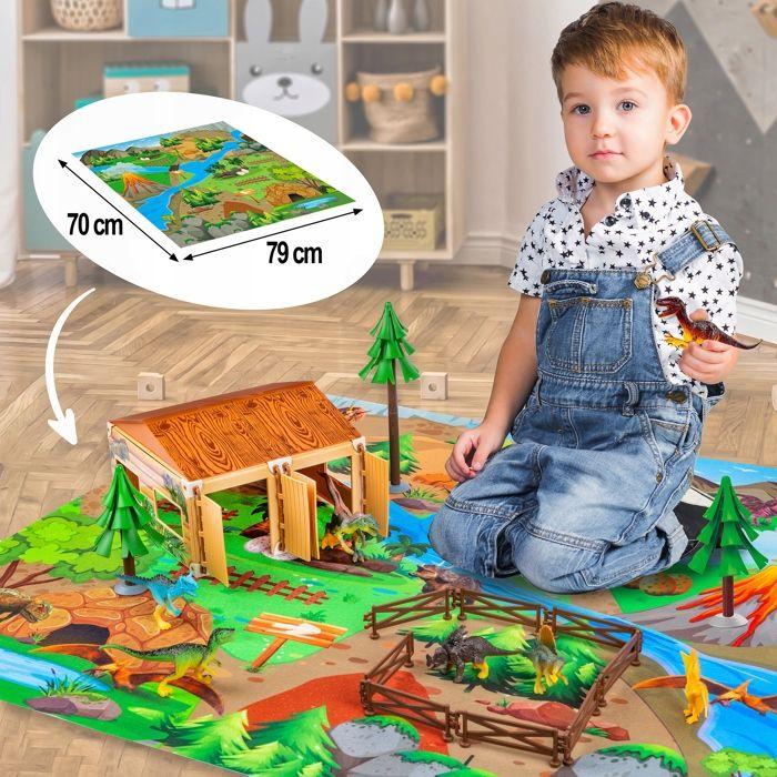 Coffret Dinosaures Avec Tapis Et Enclos, 72 Pièces - Kinderplay (KP6798)