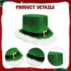Xmas Hat Plush Trim Christmas Top Hat Party Prop Creative Headwear Unisex Decorative Cap for Role Play and Holiday Events