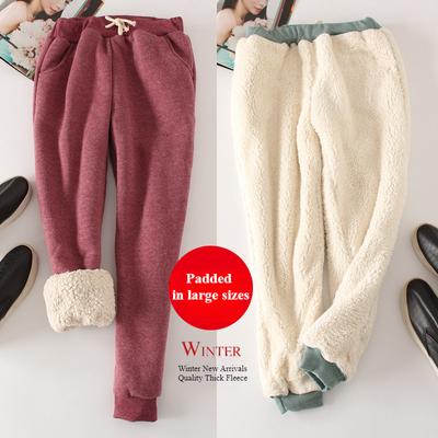 Lambskin Sweatpants Winter Women's Velvet Autumn and Models Loose Thickening Was Thickening Warm Pants for Students