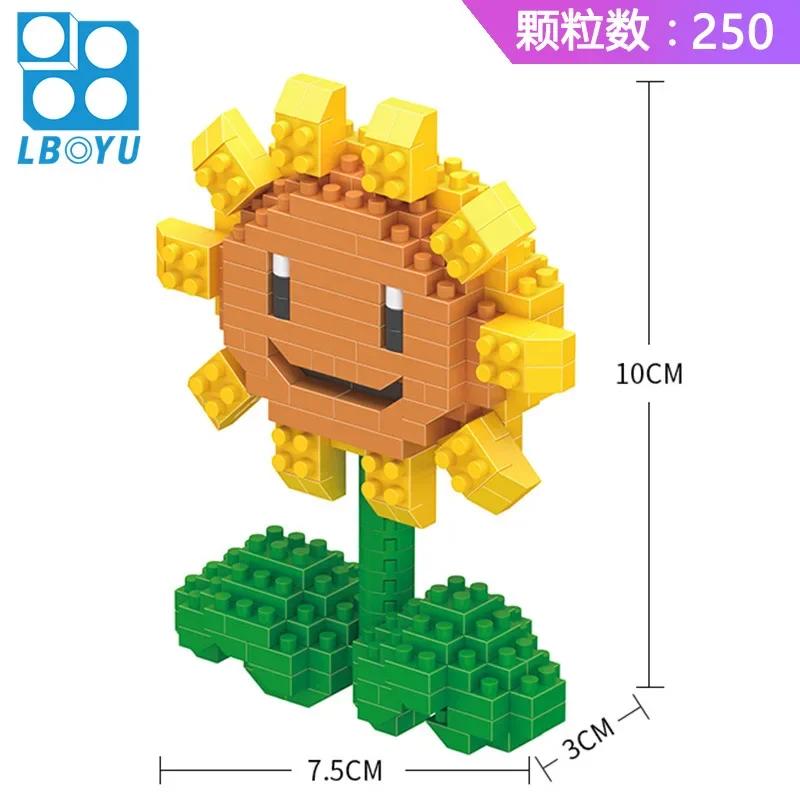 Plants Vs Zombies Blocks Small Cartoon Mini Building Block Peashooter Sunflower Chomper Assemble Action Model Doll Toy For Kids
