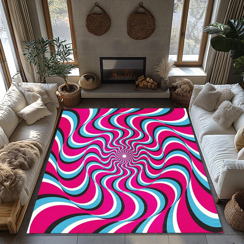Tuniu Psychedelic Swirl Abstract Optical Illusion Rug NonSlip Home Floor Carpet Mat