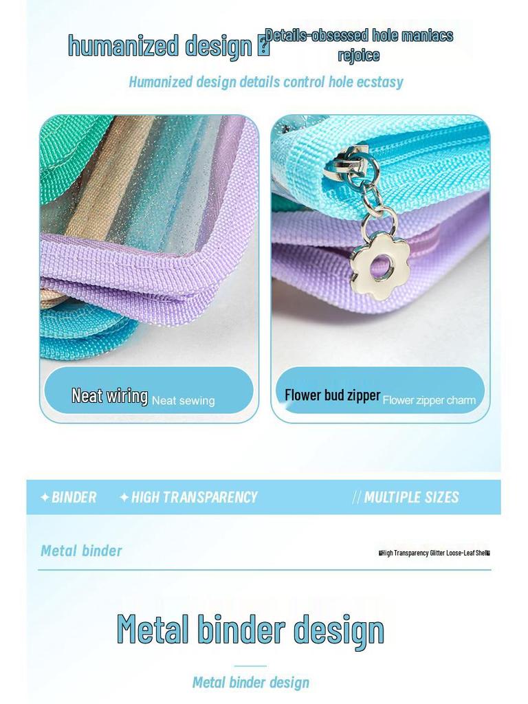 A5 Transparent PVC Ring Binder Notebook Planner, 6-Hole Photo Album with Removable Cover (A6 Compatible)