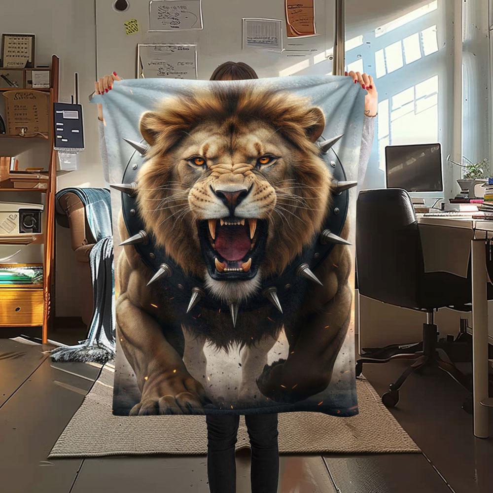 1Pc Beastsrunning Print Flannel Blanket, High Quality Comfortable for All Seasons, Home Decor, Warmth and Comfort, Perfect for Christmas Gifts