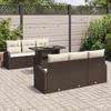 Canapé de jardin 7 pièces avec coussins marron poly rattan, Canapé de jardin 2 places avec rangement et coussins marron poly 3357301