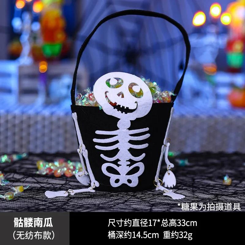 Halloween Pumpkin  Portable Candy Bags Cartoon Pumpkin Black Cat Bat Witch Ghost Kids  Gift Trick Or Treat Happy Halloween Day