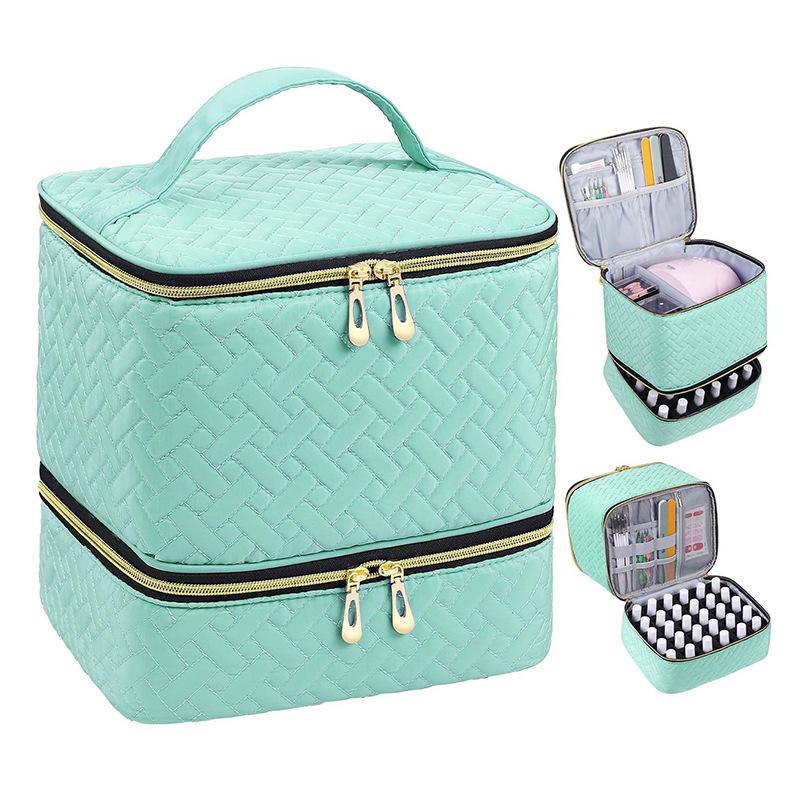 Luxury Large Capacity Double-Layer Makeup & Nail Polish Storage Handbag