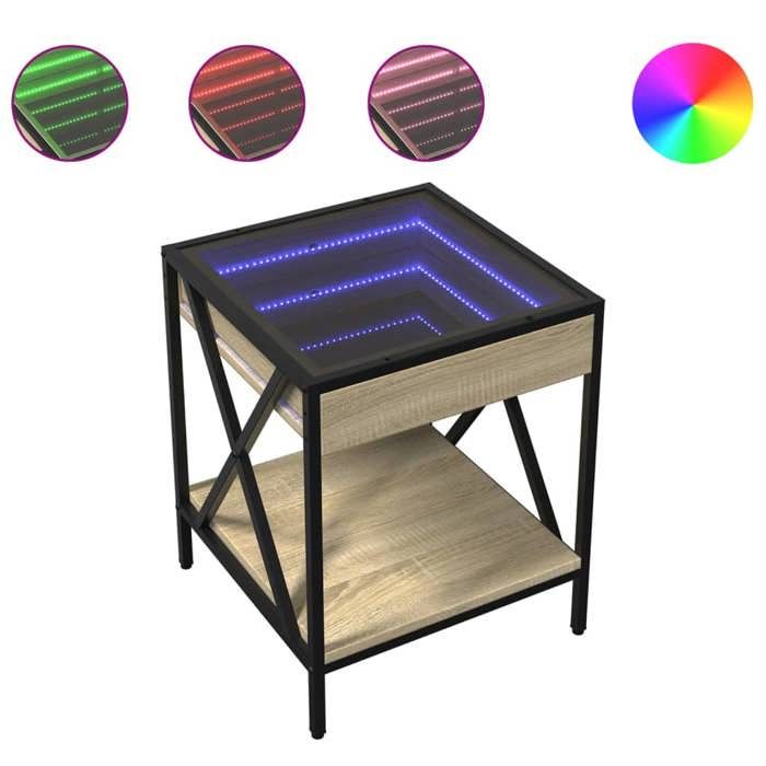 VidaXL Table de chevet avec LED infini chêne sonoma 40x40x49 cm 3284097